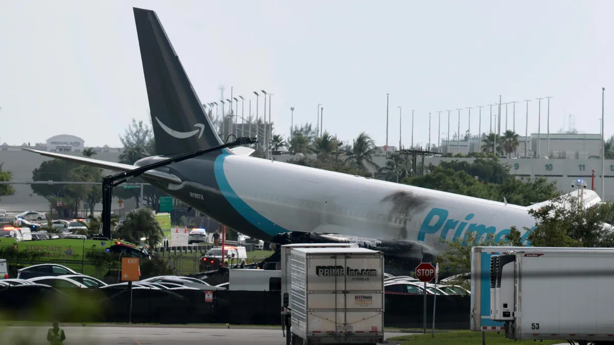 Editorial image for Amazon-Branded Cargo Jet Overruns Runway at Miami International Airport